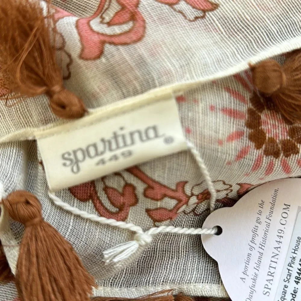 SPARTINA 449 PINK HOUSE SQUARE SCARF NWT